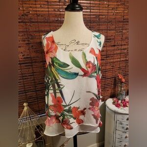 Bisou Bisou Orange and Pink Asymmetrical Tank Top